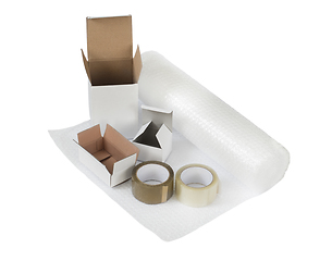 Image showing Packing and shipping boxes and bubble wrap