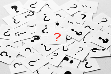 Image showing Pile of question mark signs scattered around