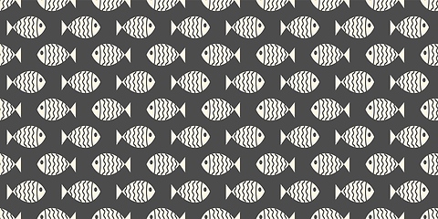 Image showing Nautical seamless pattern with swimming cartoon fish