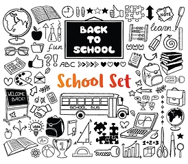 Image showing Back to School doodles hand drawn with thin line