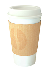 Image showing Blank white takeaway coffee cup with cover isolated on white background
