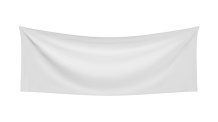 Image showing White textile banner with folds isolated on white background