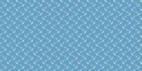 Image showing Nautical seamless pattern with geometric ship anchors