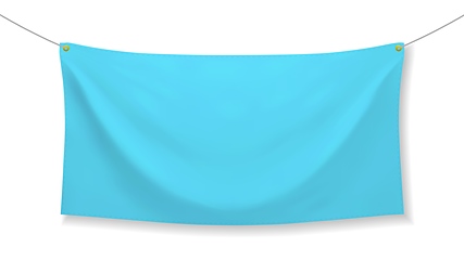 Image showing Blue fabric banner with folds isolated on white background