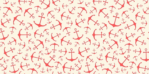 Image showing Nautical seamless pattern with geometric ship anchors