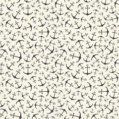 Image showing Nautical seamless pattern with geometric ship anchors
