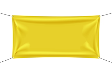 Image showing Yellow textile banners with folds isolated on white background