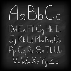 Image showing Chalk board hand drawn alphabet letters.