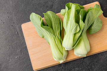 Image showing bok choy chinese cabbage on wooden cutting board