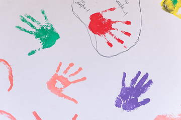 Image showing colorful hand prints