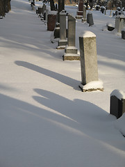 Image showing snow on a cemetery