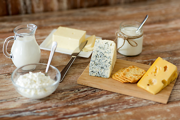 Image showing cottage cheese, crackers, milk, yogurt and butter