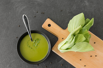 Image showing bok choy chinese cabbage cream soup in bowl