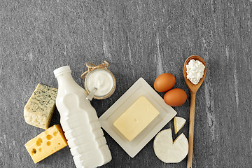 Image showing different kinds of cheese, milk, yogurt and butter