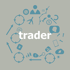 Image showing Text Trader. Business concept . Universal and standard icons for web and app