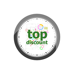 Image showing Text Top discount. Business concept . Set of modern flat design concept icons for internet marketing. Watch clock isolated on white background