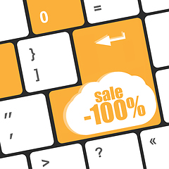 Image showing Keyboard buttons with discount in closeup as online sales concept