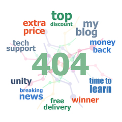 Image showing Text 404. Business concept . Word cloud collage. Background with lines and circles