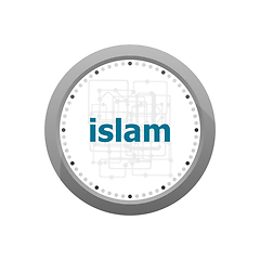 Image showing Text Islam on digital background. Social concept . Abstract wall clock isolated on a white background