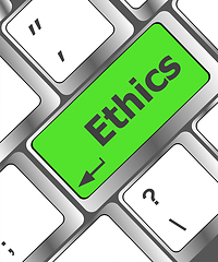 Image showing ethics concept on the modern computer keyboard key