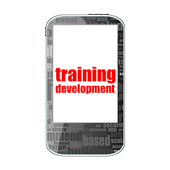 Image showing Education and learn concept. Training Development. Detailed modern smartphone isolated on white