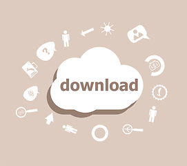 Image showing Text Download. Web design concept . Icons set for cloud computing for web and app