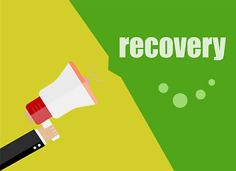 Image showing Recovery. Flat design business concept Digital marketing business man holding megaphone for website and promotion banners