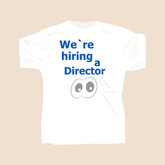 Image showing We Are Hiring a director . Man wearing white blank t-shirt