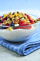 Image showing Yogurt with berries and granola