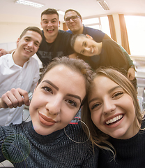 Image showing young happy students doing selfie picture