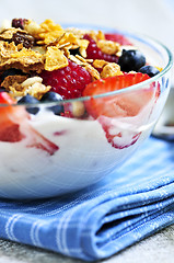 Image showing Yogurt with berries and granola