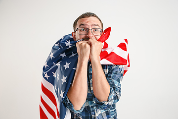 Image showing Young man with the flag of United States of America