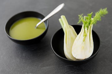 Image showing fennel cream soup in ceramic bowl