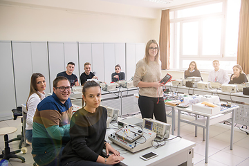 Image showing students doing practice in the electronic classroom