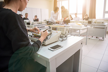 Image showing students doing practice in the electronic classroom