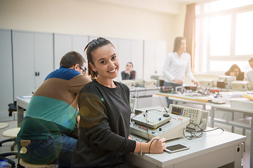 Image showing students doing practice in the electronic classroom