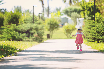 Image showing little girl runing in the summer Park