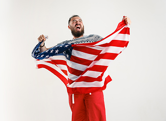 Image showing Young man with the flag of United States of America