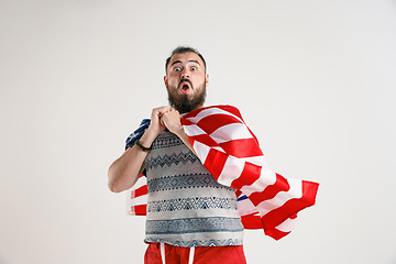 Image showing Young man with the flag of United States of America