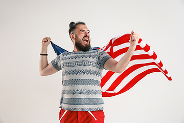 Image showing Young man with the flag of United States of America