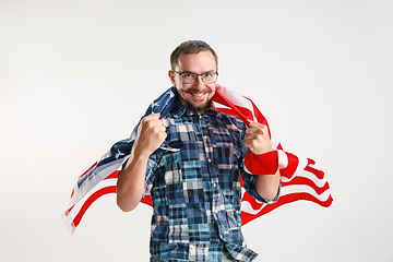 Image showing Young man with the flag of United States of America