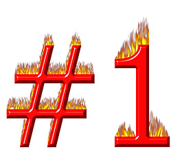 Image showing Number 1 on fire