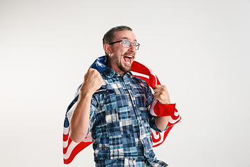 Image showing Young man with the flag of United States of America