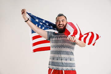 Image showing Young man with the flag of United States of America