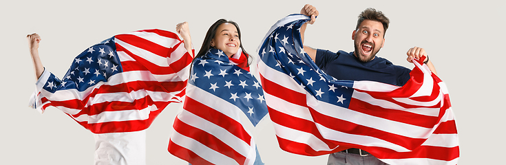 Image showing Young people with the flag of United States of America