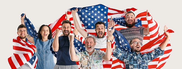 Image showing Young people with the flag of United States of America