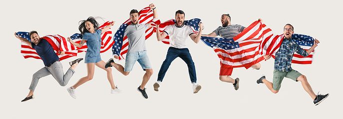 Image showing Young people with the flag of United States of America