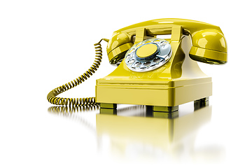 Image showing old yellow dial-up phone