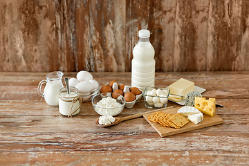 Image showing cottage cheese, crackers, milk, yogurt and butter