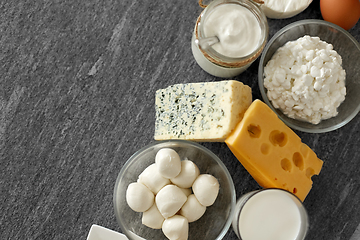 Image showing milk, yogurt, eggs, cottage cheese and butter